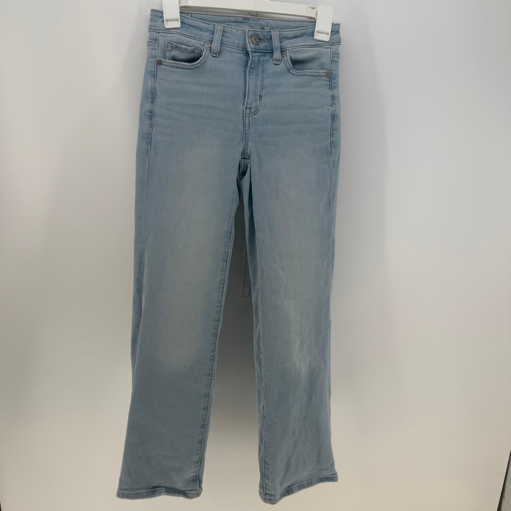 American Eagle Bootcut‎ Jeans Womens 00 Light Wash Blue Stretch High Rise Denim